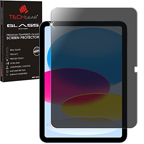 TECHGEAR Anti spy Privatsphäre Glas für iPad 10 2022 (10,9 zoll) PRIVACY Sichtschutz schutzfolie aus gehärtetem Glas Kompatibel mit Apple iPad 10. Generation 2022 10.9" Neuste Modell folie von TECHGEAR