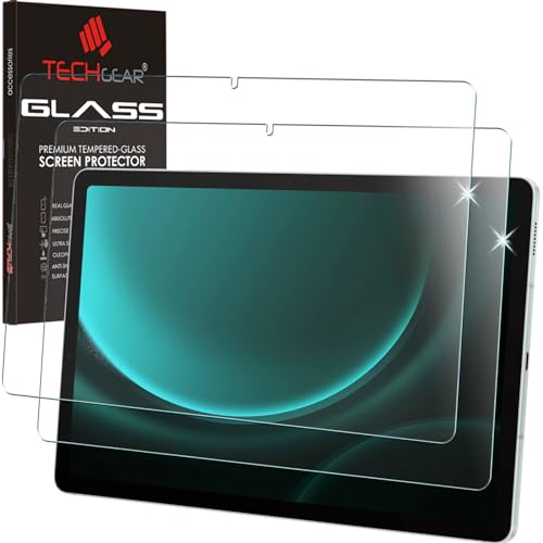 TECHGEAR Displayschutzfolie aus gehärtetem Glas für Samsung Galaxy Tab S9 FE Plus, 31,5 cm (12,4 Zoll), SM-X610 / SM-X616, Härtegrad 9H, HD-Klarheit, reaktionsschnell, blasenfrei, für Samsung Galaxy von TECHGEAR