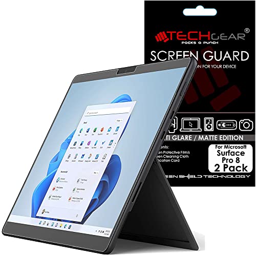 TECHGEAR [Pack of 2 Anti Glare Matt Displayfolie für Surface Pro 8 (13 Zoll) - Matte Anti Glare Blendschutz Schutzfolie Kompatibel mit Microsoft Surface Pro 8 von TECHGEAR