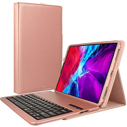 TECHGEAR Strike Folio-Tastaturhülle für Apple iPad Pro 12,9 Zoll (32,8 cm) 6. / 5. / 4. Generation (2022/2021/2020), PU-Leder, mit abnehmbarer Bluetooth-QWERTY-Tastatur und Ständer, Roségold von TECHGEAR