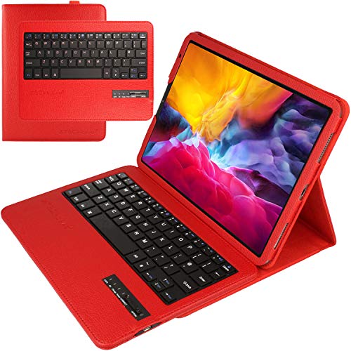 TECHGEAR Tastatur-Schutzhülle für iPad Pro 11 Zoll (27,9 cm) 3. Generation / 2021 – PU-Leder Smart Case mit abnehmbarer kabelloser [UK QWERTY] Tastatur & Ständer [Strike Folio Case] Rot von TECHGEAR
