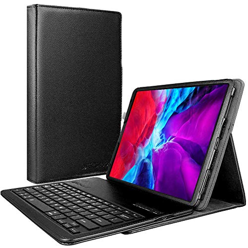 TECHGEAR Tastaturhülle für Apple iPad Pro 12,9 Zoll 2022/2021/2020 (6. / 5. / 4. Generation), PU-Leder, mit abnehmbarer Bluetooth-QWERTY-Tastatur und Ständer, Schwarz von TECHGEAR