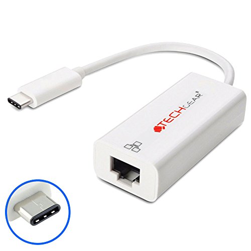 TECHGEAR USB 3.1 Typ C (Stecker) auf RJ45 (Buchse) Gigabit Ethernet LAN-Netzwerkadapter – für USB Typ C-Geräte, einschließlich des neuen MacBook, ChromeBook Pixel und mehr – Weiß von TECHGEAR