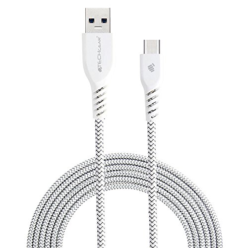 TECHGEAR USB C Kabel 2 Meter Typ C Geflochtene Ladekabel und Synchronisation Kabel Kompatible mit Samsung Tab A9/A9 Plus 11, Tab A8 10.5, Tab A7, S6 Lite, Tab S7 S8 S9 FE/Plus/Ultra - Weiß von TECHGEAR