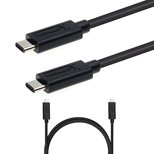 TECHGEAR USB-C auf USB-C 3.1 Schnelllade - und Datenübertragungskabel (1m) für USB Typ C Geräte kompatibel mit MacBook Pro, iPad Pro 12,9 Zoll 2018, iPad Pro 11 Zoll und mehr [Schwarz] 10 Gbit/s von TECHGEAR
