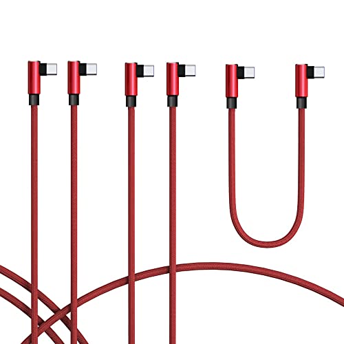 TECHGEAR USB C auf USB C Kabel (3 Stück 30cm+1M+2M) Winkelstecker 90 Grad Schnellladekabel, kompatibel mit Samsung S24 S23 S22 S21 FE/Plus/Ultra A15 A14 A55 5G, Xiaomi, Oppo, OnePlus, Google Pixel usw von TECHGEAR