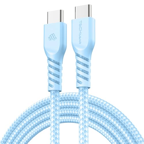 TECHGEAR USB C auf USB C kabel (1 Meter) 60W Geflochtenes Typ C Ladekabel, Schnelllade Datenkabel, kompatibel mit iPhone 15, iPad Pro, MacBook Pro, Samsung S24/S23/A14/A15/A05s/A25/A35/A54/A55/5G von TECHGEAR
