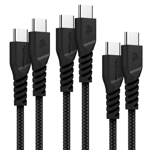 TECHGEAR USB C auf USB C kabel (1 Meter) 60W Geflochtenes Typ C Ladekabel, Schnelllade Datenkabel, kompatibel mit iPhone 15, iPad Pro, MacBook Pro, Samsung S24/S23/A14/A15/A05s/A25/A35/A54/A55/5G von TECHGEAR