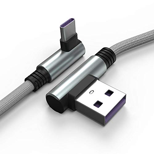 TECHGEAR USB C Kabel, [1M] USB C 90 Grad rechtwinkliges Kabel passt Huawei P40, Samsung S22 S21 S20 Modelle, S21 FE S10 S9 A12 A13 A22 A52 A53 5G A03s, Xiaomi Note 10/11/Pro, Pixel 6, OnePlus 9, usw von TECHGEAR