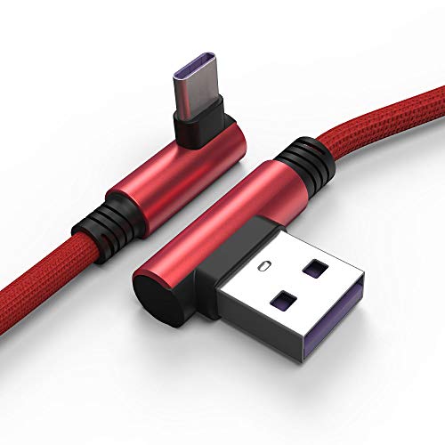 TECHGEAR USB C kabel, [1M] USB C 90 Grad rechtwinkliges kabel passt Huawei P40, Samsung S22 S21 S20 Modelle, S21 FE S10 S9 A12 A13 A22 A52 A53 5G A03s, Xiaomi Note 10/11/Pro, Pixel 6, OnePlus 9, usw von TECHGEAR