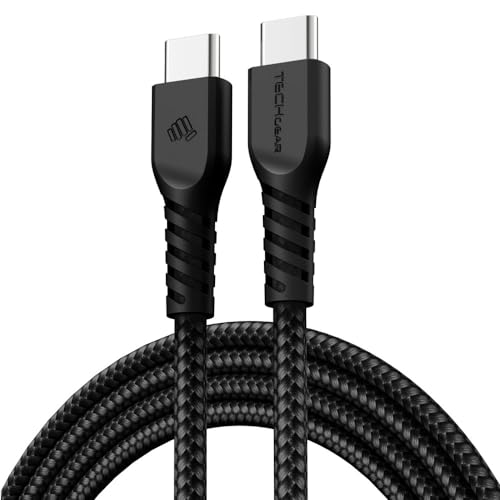 TECHGEAR USB C auf USB C kabel (1 Meter) 60W Geflochtenes Typ C Ladekabel, Schnelllade Datenkabel, kompatibel mit iPhone 15, iPad Pro, MacBook Pro, Samsung S24/S23/A14/A15/A05s/A25/A35/A54/A55/5G von TECHGEAR