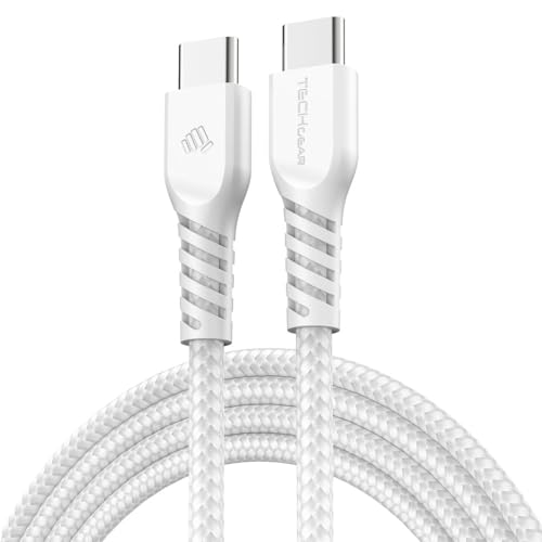 "TECHGEAR“ USB-C-auf-USB-C-Ladekabel, 60 W, STARK, geflochtenes C-auf-C-Kabel, schnelles Aufladen, Typ-C-Datenkabel, kompatibel mit iPhone 15, iPad Pro 2022, iPad 10. 2022, MacBook Pro, Samsung S24/S von TECHGEAR