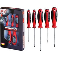 Satz mit 5 Schlitz-/Pozidriv-Schraubendrehern Techman Satz mit 5 Schlitz-/Pozidriv-Schraubendrehern Techman von TECHMAN