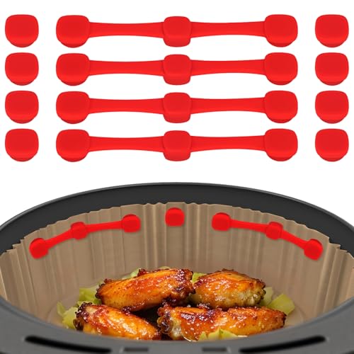 12PCS Magnete für Airfryer Backpapier, Magnete für Heißluftfritteuse, Hochwertige Silikon Magnete für Airfryer zum Fixieren von Einweg-Backpapier, verhindert Verrutschen und Verbrennen von TECHMUR