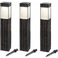 Technik@all - buvtec '3er Set' led Solar Standleuchtenset Rattan 3500 k von TECHNIK@ALL