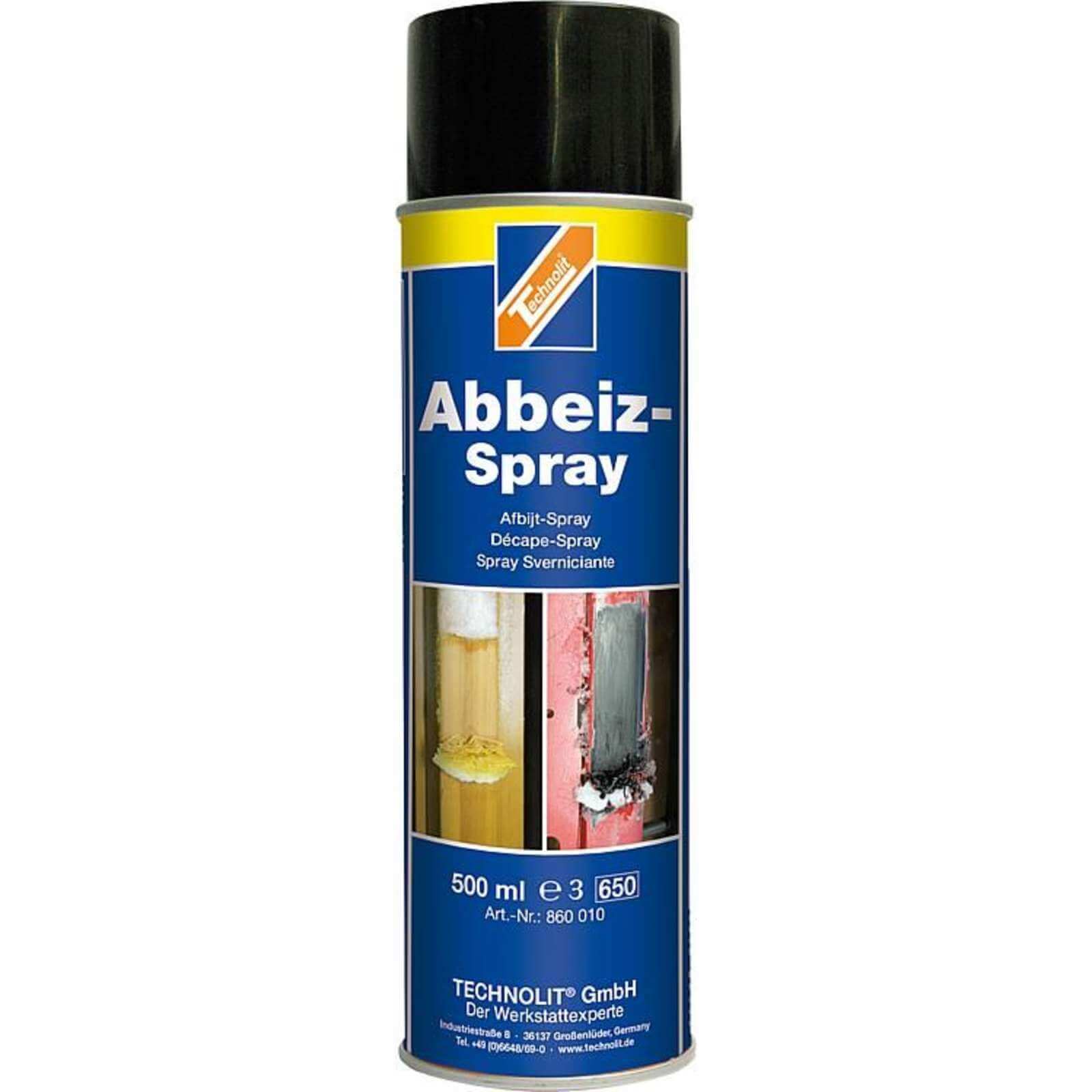 TECHNOLIT Abbeiz-Spray 500ml, Abbeizer Farblöser Kleber Dichtungen Lackentferner von TECHNOLIT