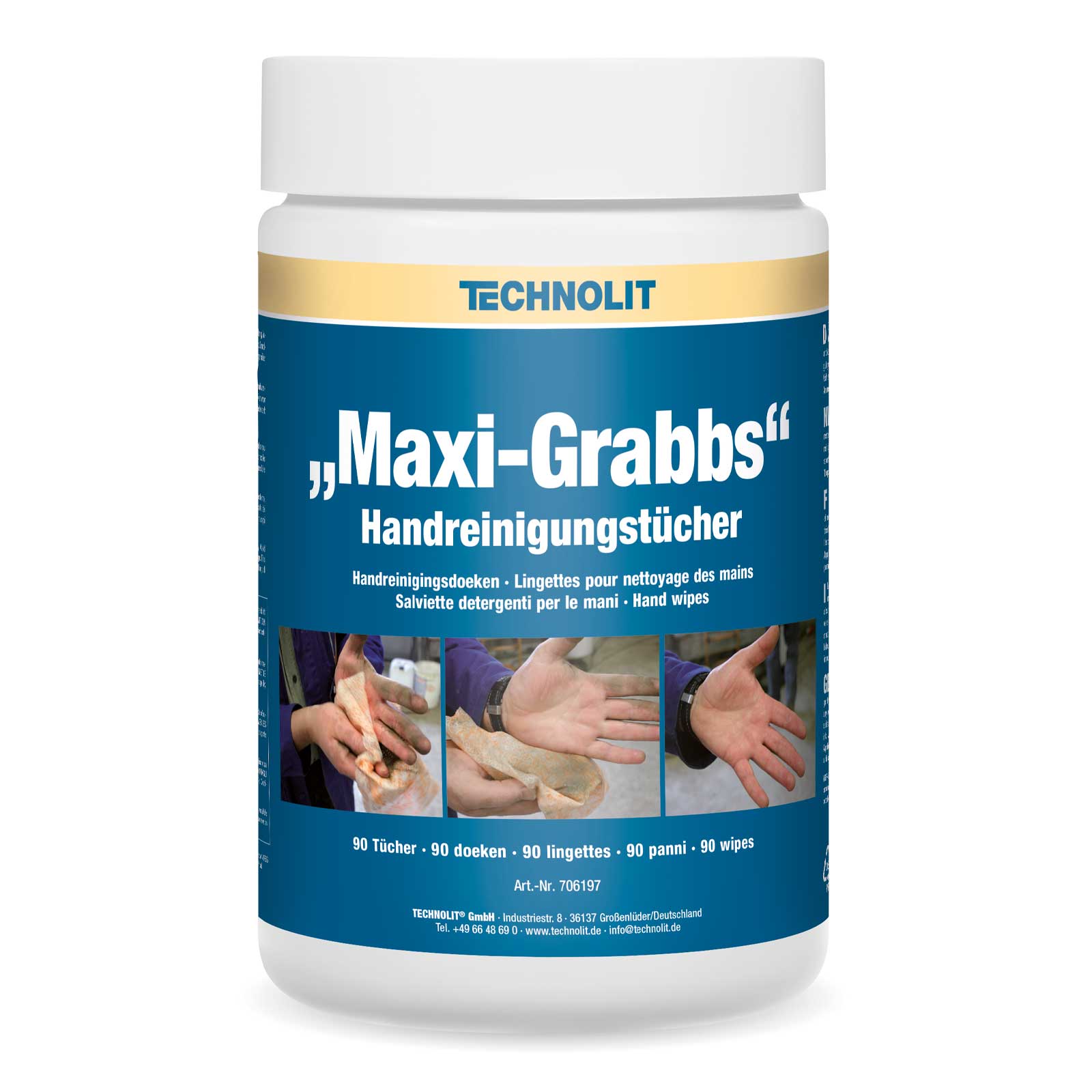 TECHNOLIT Handreinigungstücher Maxi-Grabbs, 90 Reinigungstücher, Handreiniger von TECHNOLIT