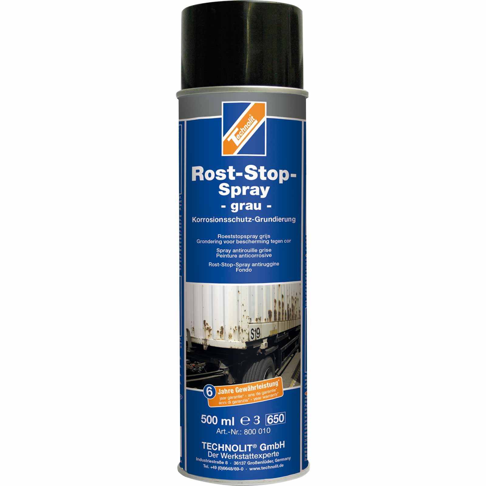 TECHNOLIT Rost-Stop-Spray 500ml Grundierung Korrosionsschutz Rostschutz Metall Farbe:grau von TECHNOLIT