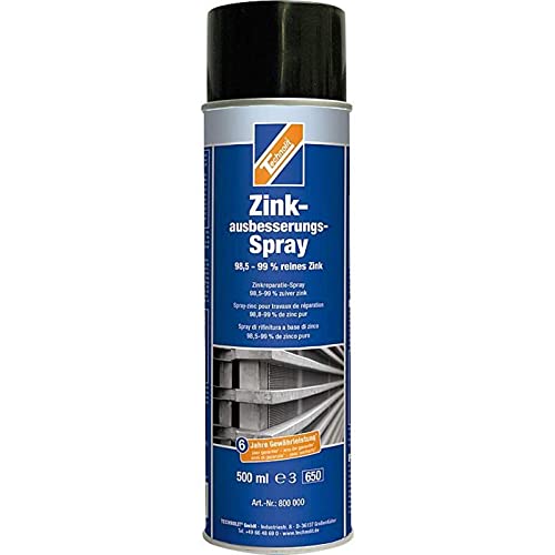 TECHNOLIT Zinkausbesserungs-Spray 500 ml hellsilber, Zinkspray, Rostschutz, Zinkfarbe, Punktschweißfarbe von TECHNOLIT