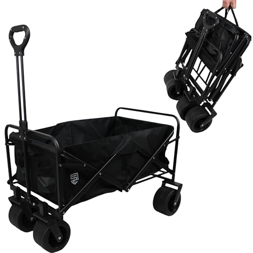 Technosafety bollerwagen Faltbar – 130kg belastbar - Stabiler Transportkarre – Strandwagen Breiten Rädern von TECHNOSAFETY