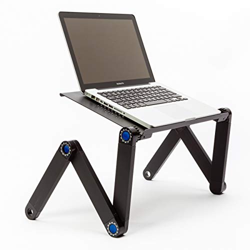 Technosmart Notebook Ständer Laptop Tisch Tablett für Bett Frühstück Ergonomisch Verstellbar Aluminium Schwarz, 54 x 27 x 5 cm von TECHNOSMART