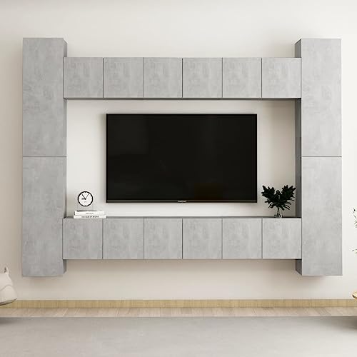 Furniture Home Tools 10-teiliges TV-Schrank-Set Beton Grau Holzwerkstoff von TECHPO