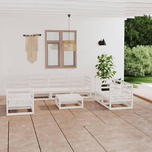 Furniture Home Tools 8-teiliges Garten-Lounge-Set Weiß Massivholz Kiefer von TECHPO