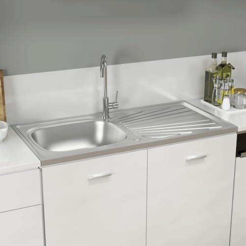 Furniture Home Tools Küchenspüle mit Abtropfgestell Set Silber 1000x500x155mm Edelstahl von TECHPO