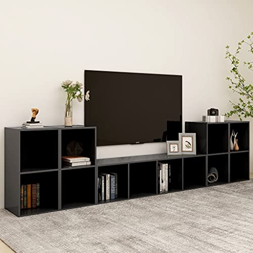 Furniture Home Tools TV-Schrank-Set, Grau, Holzwerkstoff, 5-teilig von TECHPO