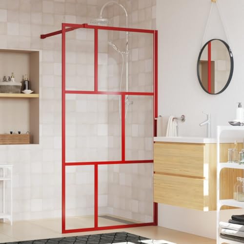 Furniture Home Tools Walk-in Duschwand mit klarem ESG-Glas, Rot, 115 x 195 cm von TECHPO