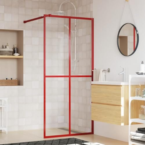 Furniture Home Tools Walk-in Duschwand mit klarem ESG-Glas, Rot, 80 x 195 cm von TECHPO