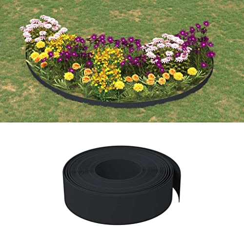 Hardware Zäune & Barrieren Gartenumrandung & Einfassung - Garteneinfassung 2 Stück schwarz 10m 15cm Polyethylen von TECHPO