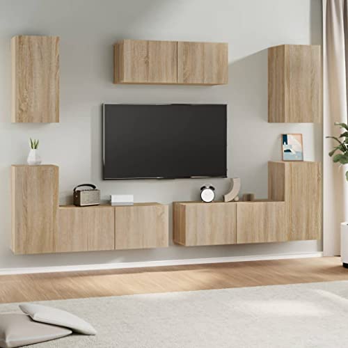 Home Hardware Businese TV-Schrank-Set, 7-teilig, Sonoma-Eiche, Holzwerkstoff von TECHPO