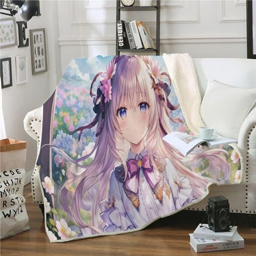 Kuscheldecken 135x150 Anime Frau Decken Couchdecke Weiche Warme, Kuscheldecke Flauschig Sofa überwurfdecke Cartoon Im Japanischen Stil Erwachsene Kinderdecken Wolldecken für Couch Bett von TECHPO