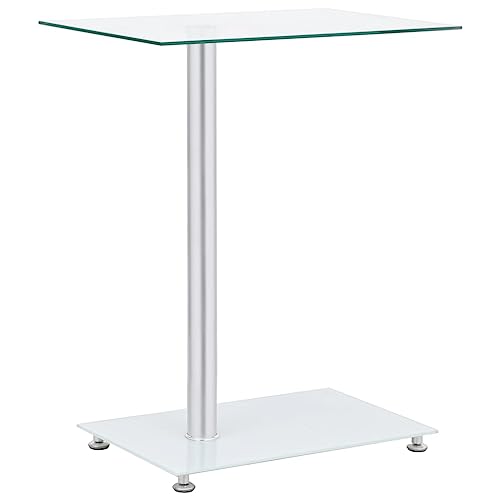 Nice Tables Akzenttische Beistelltische, U-förmiger Beistelltisch, transparent, 45 x 30 x 58 cm, gehärtetes Glas von TECHPO