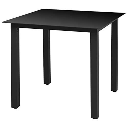 Outdoor Tische Gartentisch Schwarz 80x80x74cm Aluminium und Glas Möbel von TECHPO