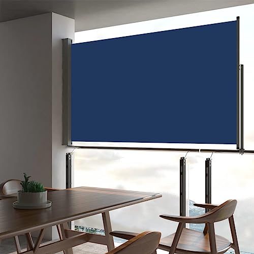 Seitenmarkise für Terrasse, einziehbar, 140 x 300 cm, Blau von TECHPO