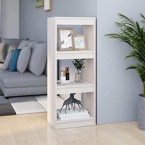 TECHPO Bücherregale & Standregale Bücherschrank/Raumteiler Weiß 40x30x103,5cm Kiefer Massivholz Möbel von TECHPO