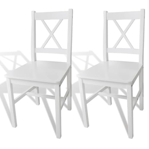 TECHPO Dieser Artikel - Esszimmerstühle 2 Stück, weißes Kiefernholz, schön von TECHPO
