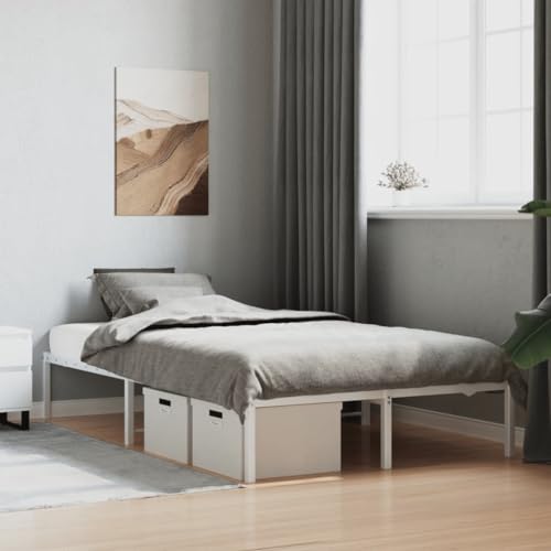 TECHPO Furniture Home Tools Bettgestell aus Metall, Weiß, 120 x 190 cm, kleines Doppelbett von TECHPO
