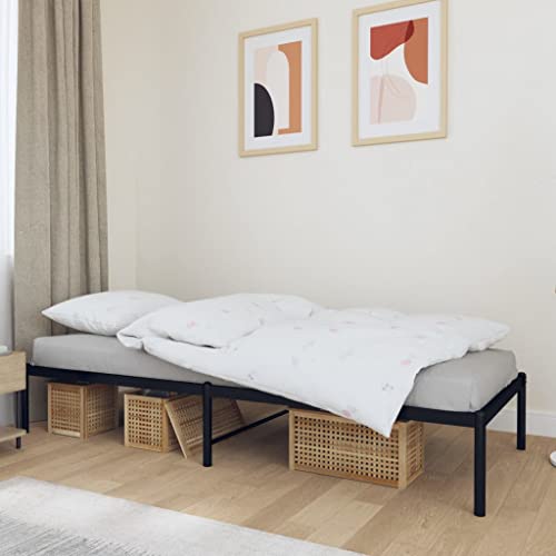 TECHPO Furniture Home Tools Bettgestell aus Metall, schwarz, 90 x 190 cm, Einzelbett von TECHPO