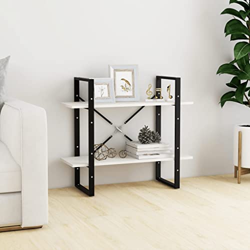 TECHPO Furniture Home Tools Bücherschrank, 2-stöckig, Weiß, 80 x 30 x 70 cm, Kiefer massiv von TECHPO