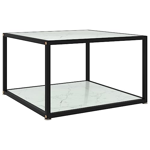 TECHPO Furniture Home Tools Couchtisch, 60 x 60 x 35 cm, gehärtetes Glas, Weiß von TECHPO