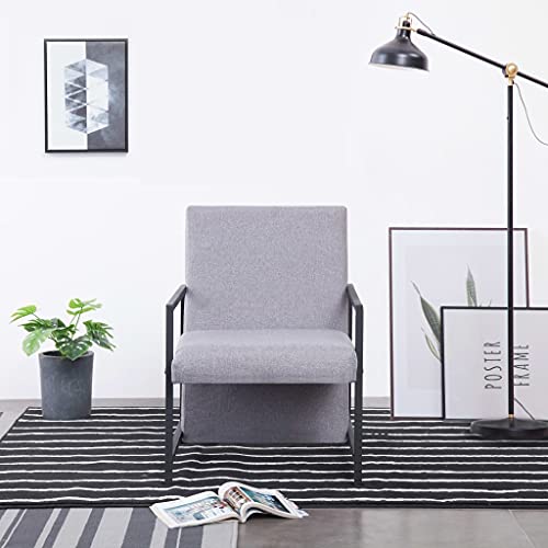 TECHPO Furniture Home Tools Sessel mit Chromfüßen, hellgrauer Stoff von TECHPO