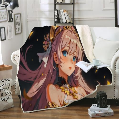 TECHPO Kuscheldecken 150x200 Anime Frau Sherpa Decke Zweiseitige Wohndecke Mikrofaser Sofadecke Kawaii-Mädchen Dekorativ Wohndecke Mikrofaser Flanell Fleecedecke，Bunte Geschenke von TECHPO