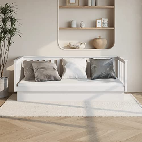 TECHPO Nice Beds & Accessories Betten & Bettrahmen Tagesbett Weiß 80x200 cm Massivholz Kiefer von TECHPO