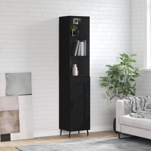 TECHPO Nice Cabinets & Storage Buffets & Sideboards-Highboard Black 34.5x34x180cm Engineered Wood von TECHPO