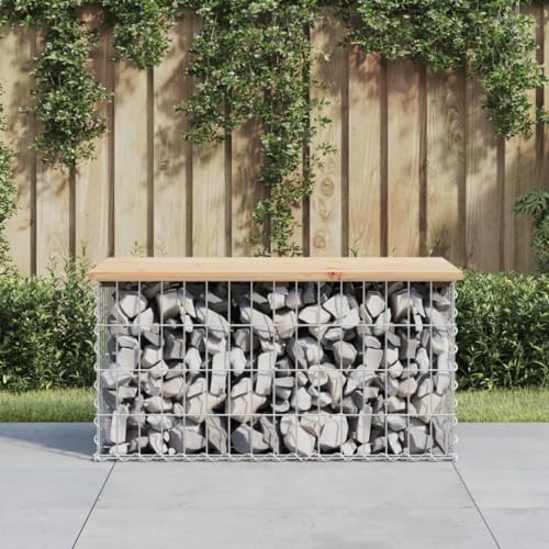 TECHPO Outdoor-Sitzgelegenheit, Outdoor-Bänke, Gartenbank, Gabionen-Design, 83 x 44 x 42 cm, Massivholz, Kiefer von TECHPO