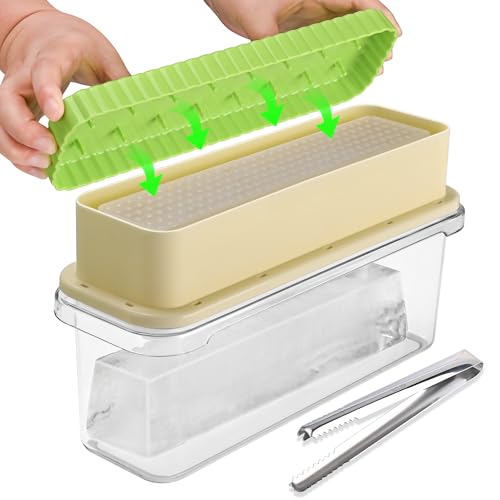 Eiswürfelform Große, BPA-freie Eiswürfelbehälter mit Deckel, Leichtes Lösen, Groß Eiswürfel für Whiskey, Cocktails und Getränke(Grün Ice Cube Tray) von TECHSHARE