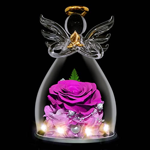 TECHSHARE Muttertagsgeschenke für Mama, Ewige Rose im Glas mit LED-Lichtern, Einzigartige Geschenke für Mama, Freundin oder Ehefrau am Valentinstag, Muttertag, Geburtstag, Weihnachten (Lila) von TECHSHARE